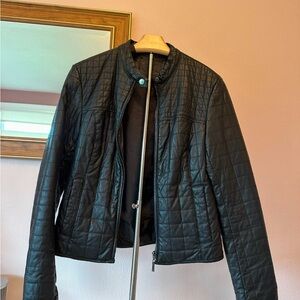 faux quilted leather biker jacket